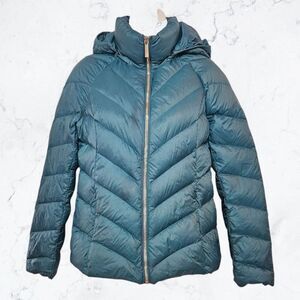 Michael Michael Kors Quilted Teal Packable Down Filled Jacket sz XS Flaw